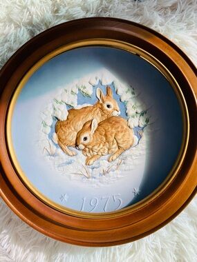 1975 Hutschenreuther Collector Plate Framed Bunnies Limited Ed Germany Porcelain